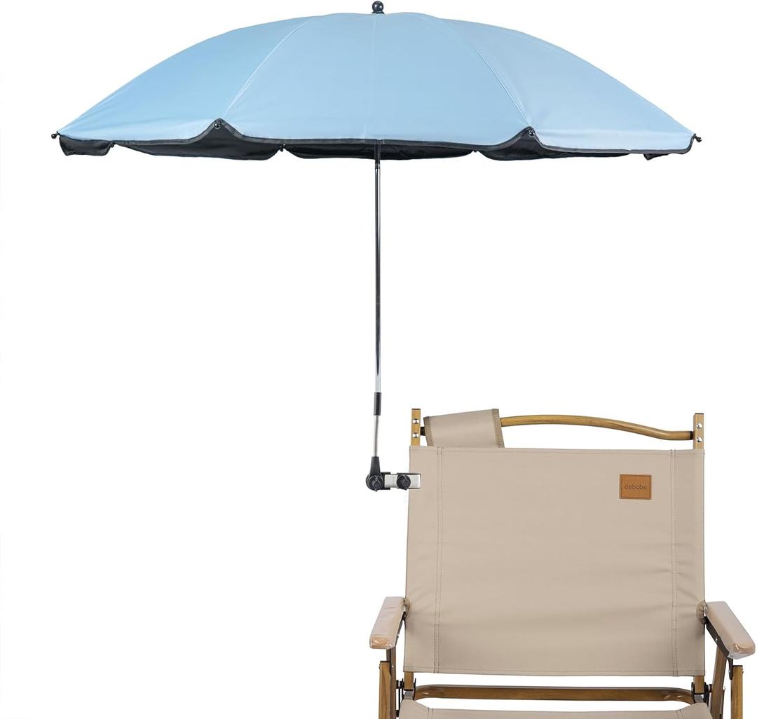 Chair Umbrella with Clamp,46 inches UPF 50+ Clip on Parasol for Patio,Beach Chairs,Strollers,Wheelchairs,Golf Carts