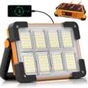 120W Solar Rechargeable Work Light, 144 LED 10000LM Led Work Light with 4 Modes, Portable Flood Light with Stand, IP66 Waterproof Outdoor Working Light for Emergency Mechanic Camping Repair (Yellow)