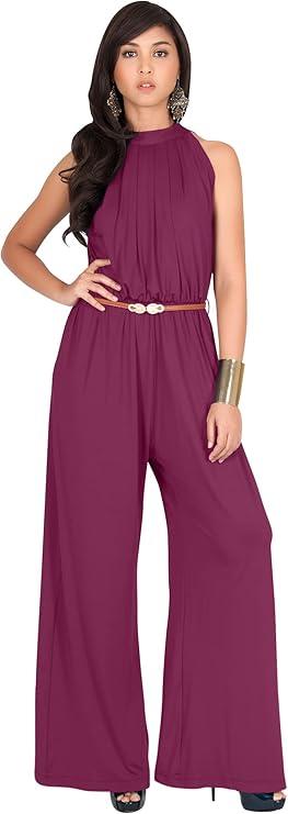 KOH KOH Womens Sexy Sleeveless Wide Leg Pants Cocktail Pantsuit Jumpsuit Romper 2XL