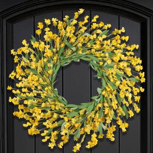 Artgar Spring Wreaths for Front Door - 26 Inch Spring Summer Front Door Wreath, Artificial Paper Flower Wreath for Indoor Outdoor Home Door Wall Window Wedding Background Decor (Yellow)