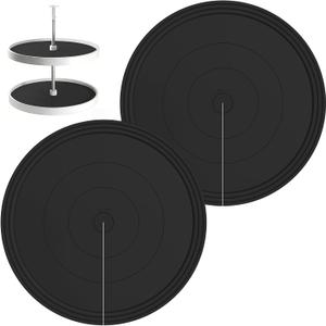 Lazy Susan Shelf Liner,Lazy Susan Liners for Kitchen Cabinet,Heat-Resistant, Non-Slip, and Easy-to-Clean Silicone Mats 2PCS (Black, 28inch)