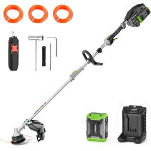 60V Lithium Ion Cordless String Trimmer, 17 Inch Two Speed Brushless String Trimmer with 5.0Ah Battery and Charger