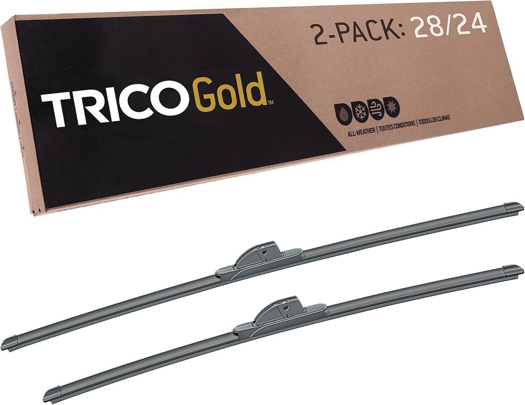 TRICO Gold (18-2824) 28 & 24 Inch Pack of 2 Automotive Replacement Windshield Wiper Blades for My Car Premium All Weather Beam Blade for Select Vehicle Models
