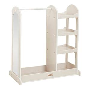 ECR4Kids Dress-Up Center with Mirror, Costume Organizer, White Wash