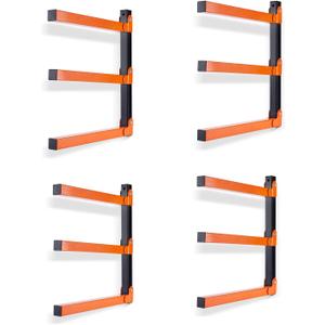 Ultrawall Wall Mount Wood Organizer and Lumber Storage Metal Rack with 3-Level - Indoor & Outdoor Use, 4 Pack, 10.51 inches x 3.31 inches x 17.83 inches