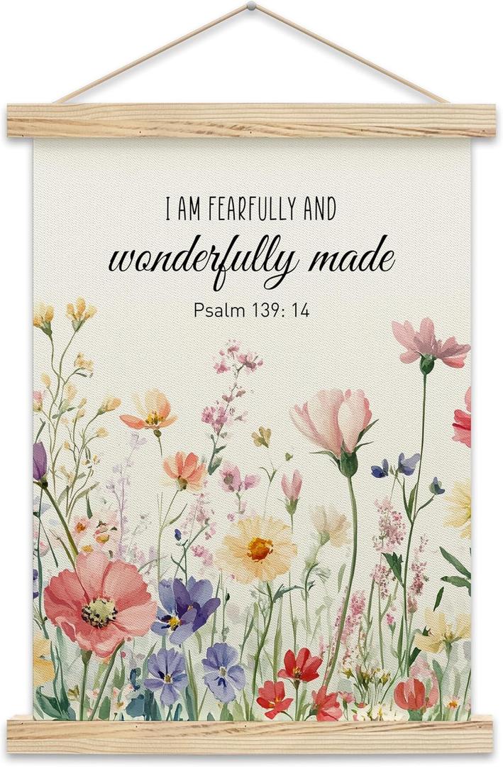 2 x Wildflowers Christian Hanging Flag, Religious Bible Scripture Canvas Wall Art For Farmhouse Home Office Bedroom, Inspirational Wall Art Sign Supplies, Christian Gifts For Women -A16