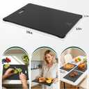 Tempered Glass Cutting Board Set, Large 12x16 Glass Cutting Board for Kitchen with 4 Non-Slip Feet, Heat & Shatter Resistant, Dishwasher Safe, Includes Bonus Sponge & Cloth,Perfect Kitchen Gift-Black