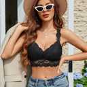 Avidlove Bralettes for Women Lace Bra Non Padded Racer Back Bralette Deep V Triangle Sexy Everyday Lingerie Bras (L)
