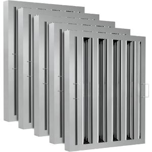 Stainless Steel Commercial Kitchen Hood Filter, Range Hood Baffle Grease Filter for Restaurant Exhaust Hoods, UL/NSF Listed, 15.5 W x 19.5 H Inch 4 Grooves Hood Filters5 Pack (16" x 20" x 1.8")