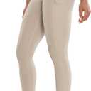 Workout Leggings with Pockets for Women High Waist Yoga Pants 25"/28" Cream Soft Lightweight Athletic Gym Tights (X-Small, Khaki)