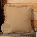 VHC Brands Burlap Solid Color Cotton Farmhouse Bedding Square 18x18 Filled Pillow, Natural Tan