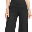 Made By Johnny Women's High Elastic Waistband Wide Leg Palazzo Culotte Gaucho Capri Pants (2XL) (Black)