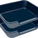 2 Pack Extra Large Dog Litter Box Pan Tray (ABS Material), Low Entry Jumbo Senior Litter Boxes for Multiple Kitten Big Cats, Pet Safe Indoor Dog Potty (Dark Blue, 24" L x 21" W)