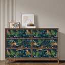 2 x VaryPaper Jungle Tiger Peel and Stick Wallpaper Tropical Leaf Wallpaper for Bedroom Bathroom Self Adhesive Removable Animal Wall Paper Decorative Contact Paper for Walls Cabinets Drawers 17.7''x78.7'' (Navy Blue, Green, Orange)