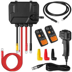 ATOLS 12V 500A Pre-Wired Winch Solenoid Contactor Relay Kit with Winch Control Box,Featuring Remote Controller and Winch Corded Hand Controller for 9000lbs-13500lbs ATV UTV Winches