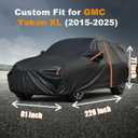 SUV Car Cover for GMC Yukon XL Denali 2004-2025, All Weather Outdoor Full Car Cover with Zipper Door & Windproof Straps, Rain Sun UV Dust Protection