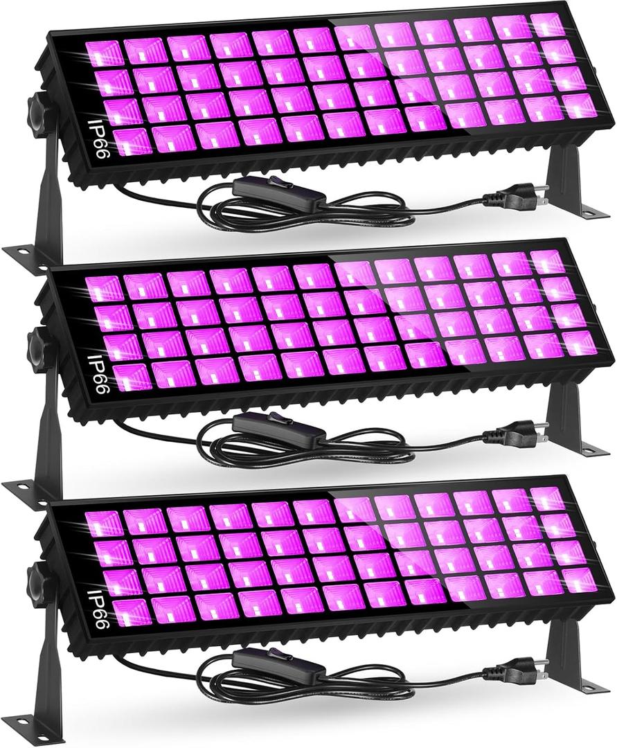 120W Black Light Bar, IP66 Blacklight with Plug+Switch+6ft Cord, Waterproof Blacklight with 100 LED, Black Light for Glow Party Halloween Decor Fluorescent Poster Body Paint Game Room Outdoor Indoor