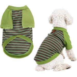 Pistha Dog Tshirt Striped Shirts for Dogs Clothes Stretchy Puppy T-Shirts with Metal Buckle for Small Medium Dog Boys Girls (Green, Small)