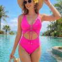 Blooming Jelly Womens Sexy One Piece Swimsuit Drawstring Bathing Suit Cut Out Suit Swim Suits 2026 (Small, Pink)