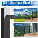 42" Cable Railing Corner Post T304 Stainless Steel 90 L-drilled Post, 41"x2"x2" Surface Mount Fixed Top Black Cable Railing System Kit for Indoor Decks Balconys with Wire Grommets