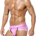 Casey Kevin Men's Cotton Briefs Wide Waistband No Fly Underwear Briefs for Men 4 Pack (L)