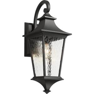 Emliviar 29.3" Exterior Waterproof Wall Sconce Light Fixture, Porch Wall Mounted Lighting with Water Ripple Glass Shade, Black Finish, XE292BL-SW BK, Large - 1 Pack - No Function