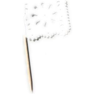 Grahmart Set of 24 Pcs Mini Mexican Paper Papel Picado Tissue Banner Flags Banderita s Fiesta Party Decorations Cupcake Topper Party Banderines Flower Design (white)