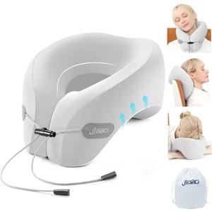 Travel Neck Pillow Memory Foam Neck Support, 2025 Upgraded Advanced Travel Pillow for Road Trips, Adjustable Clasp, Storage Bag, Airplane Pillow for Travel, Home, Office, and Gaming (Grey)