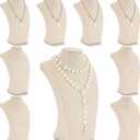 Kigley 9 Pcs Linen Necklace Display Bust Jewelry Holder Necklace Retail Mannequin Display Stand for Jewelry Selling Vendors Shows (11.4 x 6.9 Inch)
