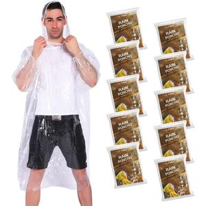 COOY Rain Ponchos,with Drawstring Hood 10 Pack Emergency Disposable Rain Ponchos Family Pack for Adults,Clear (One Size)