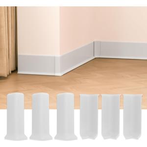 Baseboard Corner Blocks 4inch Height, Self Adhesive 3 Inside + 3 Outside Corners-Connector Between The Cove Base Wall Base Rubber Moulding Trim, Perfect Match for Our S100 Baseboard(White)