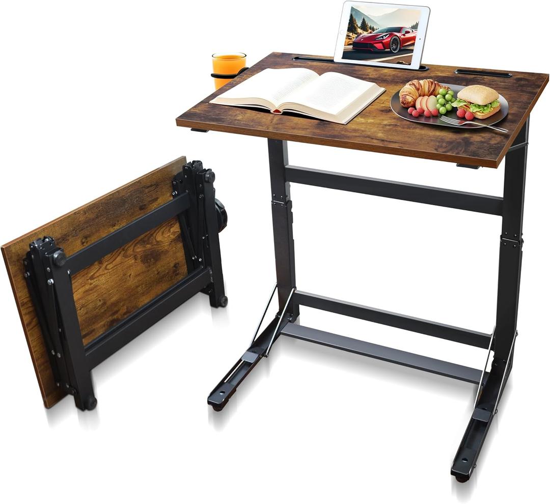 YIBOLIN'S Couch Table Tray - Foldable TV Dinner Tray Table with No Assembly, Large Surface Laptop Stand for Couch, C-Shaped Bed Tray, Sturdy Slide-Under Sofa Table (16" Extra Wide), 23.23 x 15.35 x 28.25 inches