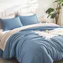 Litanika Full Size Comforter Sets Grayish Blue, 3 Pieces Lightweight Solid Bedding Comforter Set, All Season Fluffy Bed Set (79x90In Comforter & 2 Pillowcases)