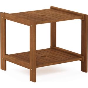 Furinno FG19840T Tioman Hardwood Mississippi Side Table, Natural, 18.9"D x 20.5"W x 17.9"H