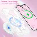 UEEBAI Magnetic for iPhone 16 Plus Case, Bow Case Compatible with MagSafe, Wireless Slim Clear Ribbon Aesthetic Phone Cover Anti-Yellowing Shockproof Protective Cover for Women Girl - Pink