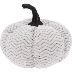 Boston International Fabric Pumpkin Tabletop Mantel Shelf Fall Autumn Thanksgiving Halloween Decorations for Home, Small, Grey Chevron