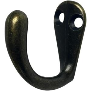QCAA Single Prong Hook Hanger, Zinc Die Cast (6pack, Antique Brass)