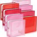 8 Pack TSA Approved Travel Toiletry Bags Frosted Translucent Leak-proof Cosmetic Makeup Bags for Women Men Travel Organizer Airport Security(Red,6.7 x 5.5 x 1.8 Inch)
