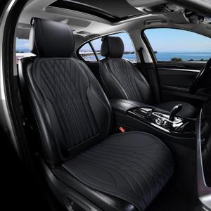 BWTJF Car Seat Covers, Front and Rear Seat Protector for Cars Waterproof Non-Slip, Leather Seat Protector Universal Fit for Suvs,Vans,Trucks (Black, Full Set)