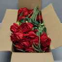 50 PCS Fake Red Roses, Artificial Red Flowers Bulk Realistic Silk Faux Rose with Stems for Wedding Decoration Anniversary Bridal Bouquet DIY Floral Arrangement Romantic Home Decor Gifts