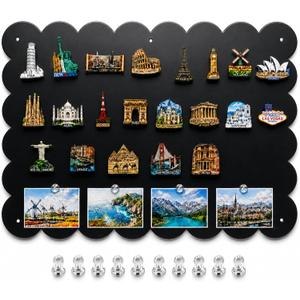 Magnetic Board for Wall,23.6" x 15.7" Decorative Metal Display Board for Notes, Photos & Travel Magnets, Heavy-Duty Metal Panel for Bedroom, Home & Dorm Room Decor (Black)