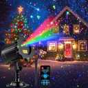 Brighter Laser Christmas Projector Lights Outdoor, Waterproof RGB 3 Colors Gypsophila Moving Twinkles Christmas Decorations Stars Light Show, Holiday Light Decorations for Yard/House/Garden/Party
