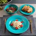 Dinner Plates, 6 Piece Vintage Melamine dinnerware Set, 11-inch Melamine Salad/Dessert Plates, Set of 6, Outdoor Pasta Plates or Shallow Bowl for Patio and Everyday Use, Teal