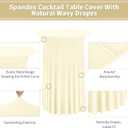 6 Packs Round Cocktail Table Skirt 32"x 43" Spandex Stretch Cocktail Tablecloth with Wavy Drapes, Beige Spandex Fitted High Top Table Covers for Wedding Bar Party Birthday Banquet Tables