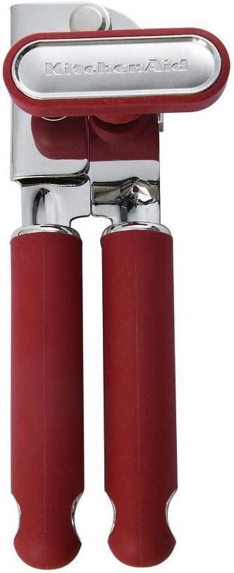 KitchenAid Classic Multifunction Can Opener and Bottle Opener Easy to Use, Razor Sharp Stainless Steel Cutting Wheel, Soft Ergonomic Handles, Soft Red, 8.34-Inch