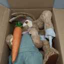 DR.DUDU Easter Bunny Decor, 2.7 FT Large Sisal Rabbit Outdoor Decorations with Flowers for Porch, Tall Standing Easter Bunnies Statue Topiary for Home Indoor Farmhouse Spring Decor