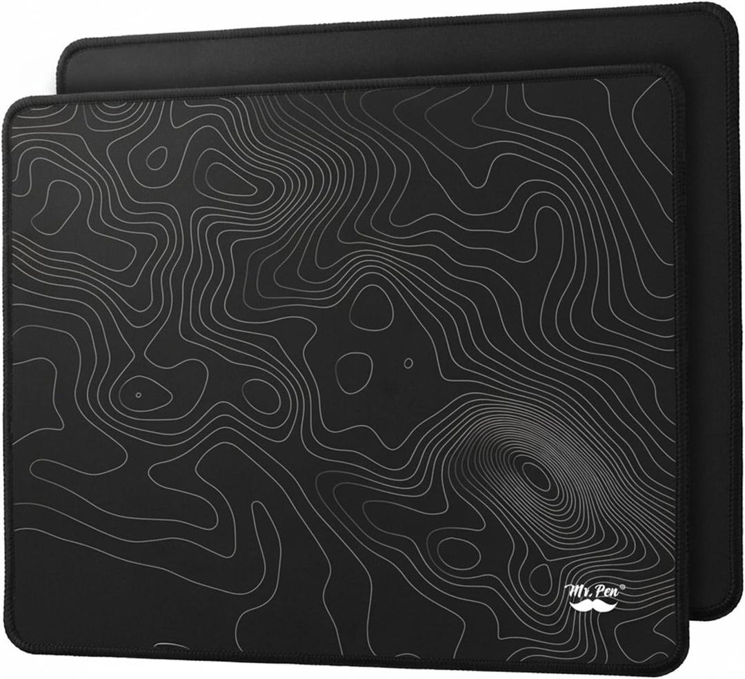 Mr. Pen- Mouse Pad, 12.5"x 10.5", 2 Pack, Black Pattern, Laptop and Computer Mouse Pad Gaming, Anti-Slip Rubber Base