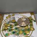 EURSON Large Peacock Wall Clock 36.6 inch Metal Design Non-Ticking Silent Art Digital Wall Clocks for Living Room Decor (Yellow&Green)