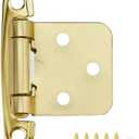 50 Pack 25 Pair Gold Cabinet Hinges - 1/2 inch Overlay Kitchen Cabinet Hinges, Semi-Concealed Hinges, Self Closing Cabinet Door Hinges with Door Bumper, Gold Face Mount Cabinet Hardware