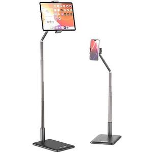 VIJIM Tablet Floor Stand Holder, Phone Stand for Recording, Adjustable Cell Phone & Tablet Holder for Floor, Compatible with iPad Pro Air Mini, Galaxy Tab, iPhone & 4.6-12.9 Inch Devices